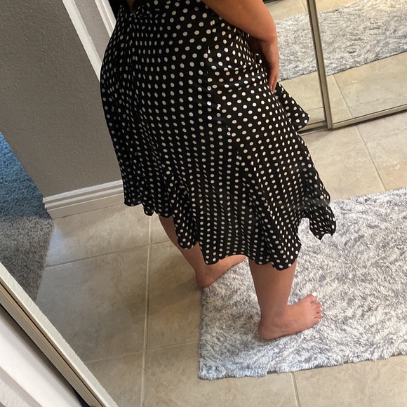 LULUS Black and white polkadot asymmetrical dress - Picture 4 of 5